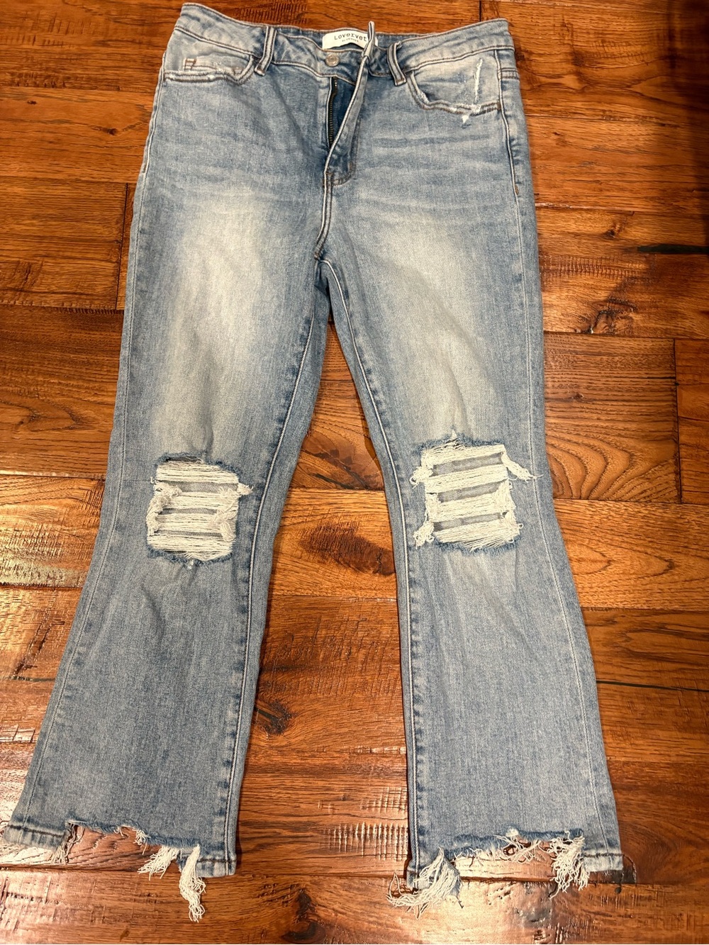 Lovervet by Vervet Distressed Jeans Size 30/11 Light Wash Raw Hem 27” Inseam